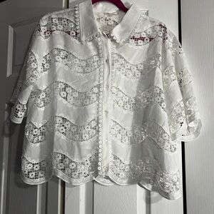 Ultra Pink White Eyelet Lace Top